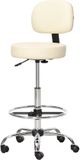 HOMCOM barkruk met rugleuning, gestoffeerd, beige