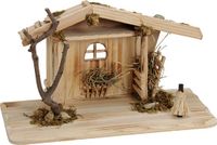 G. Wurm crèche de Noël - sans figurines - L19 x L41 x H22 cm - bois/mousse