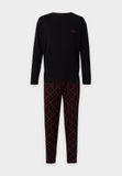 HUGO Pyjama long 'ELION' rouge / noir