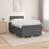 vidaXL Boxspringbed met matras en LED-verlichting, donkergrijs, 120 x 190 cm