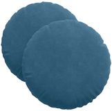 vidaXL Zitkussens - 2 stuks - Blauw - Ø 40 x 13 cm - Fluweel