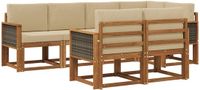 vidaXL - Hoek loungeset - Polyester - Natuurlijk en Beige