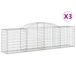 vidaXL Gabionen met boogvorm, 3 stuks, 300x50x80/100 cm, verzinkt staal