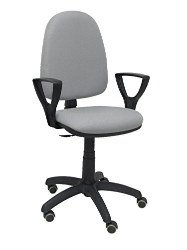 Piqueras y Crespo Model 04CP ergonomische bureaustoel met permanent contactmechanisme, in hoogte verstelbaar, parket- en zitrollen en gevoerde rug van bali stof, kleur grijs (braccioli facsi)