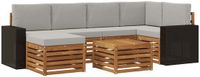 vidaXL - Hoek loungeset - 6 zitplekken - Naturel en lichtgrijs - Polyester