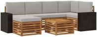 vidaXL - Hoek loungeset - 6 zitplekken - Naturel en lichtgrijs - Polyester