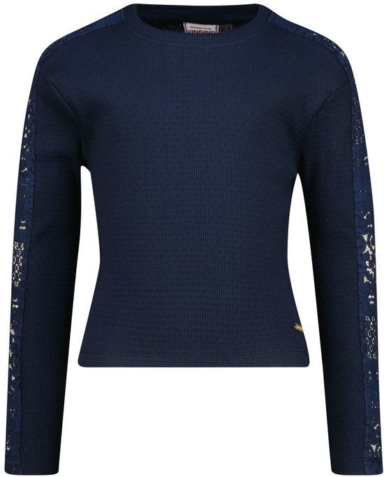 Vingino Jaisi Meisjes T-shirt Lange Mouw Katoen Ronde Hals Dark Blue Maat 128