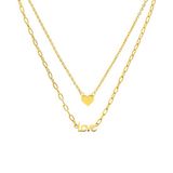 Lucardi Dames Stalen goldplated ketting met een hartje en love