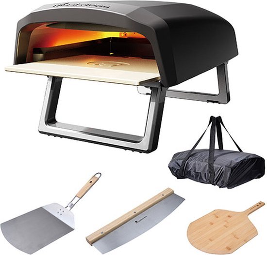 MasterPro Pizza Oven | Pizzaoven | draagbare gaskachel set met snelkoken tot 500 ° C | incl. schep, snijder en pizzaplank | Pizza-klaar in 60 seconden