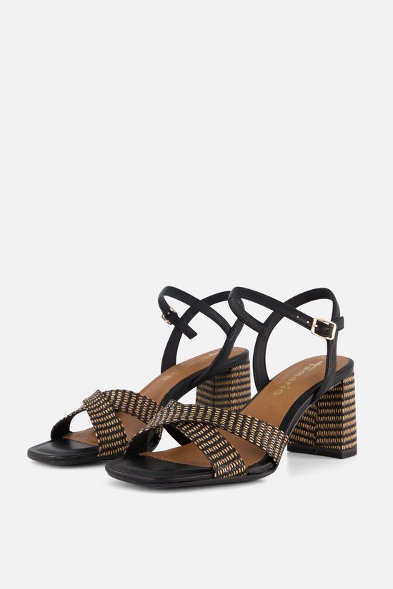 Tamaris Sandalen met hak zwart Textiel - Maat 37