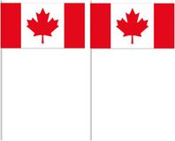 Merkloos / Sans marque Suthor Papierverarbeitung Gmbh & Co Kg Canada zwaaivlaggetjes/handvlaggen - 50x - 12 x 24 cm - papier - stokje van 40 cm