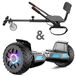 Hoverboard met zitbevestiging, 8,5 inch, zelfbalancerende scooter, go-kart met bluetooth en ledverlichting, Gun+Black