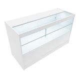 Verkooptoonbank C1500 led-winkelbalie - wit - 150 cm - 3-laags met schuifdeuren
