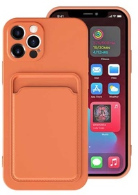 XDAG XDAG iPhone 12 Mini Kaarthouder Hoesje - Wallet Card Slot Cover Oranje