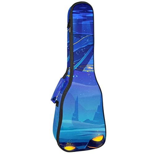 Mersov Concert Ukelele Rugzak, Heavy Duty Ukelele Case Bag met Opslag, Sopraan Concert Tenor Ukelele 10MM Gewatteerde Tas Blauw Ruimte Sprookje met Enorme Walvis