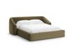Lit coffre avec tête de lit 200x160cm en tissu structurel vert