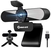 Pasavant 2K webcam met microfoon, afdekking, statief, lichtcorrectie, USB 1440P Full HD Plug & Play webcam voor pc, laptop, computer, videochat, videoconferenties, online lessen, Skype