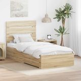 vidaXL Bedframe Sonoma Eiken en Zilver 75 x 190 cm Bewerkt hout