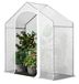 Serre de jardin - Serre de jardin - 200 x 80 x 200 cm - Blanc - Avec couverture en film - Porte - Fenêtres - Convient aux légumes