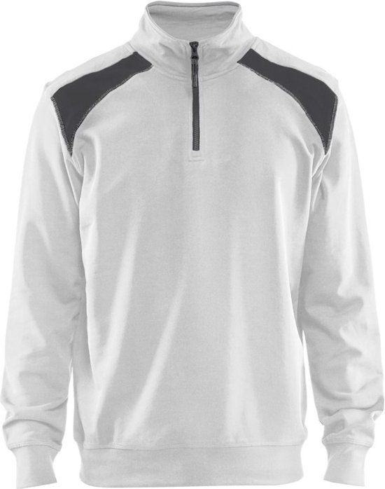Blåkläder Sweatshirt bi-colour met halve rits 3353-1158 - Wit/Donkergrijs - XXXL