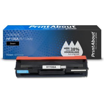 PrintAbout Huismerk Toner 106A (W1106A) Zwart | Compatibel met HP Laser 107a / 107w / MFP 135a / 135w / 137fnw | 1100 Pagina's
