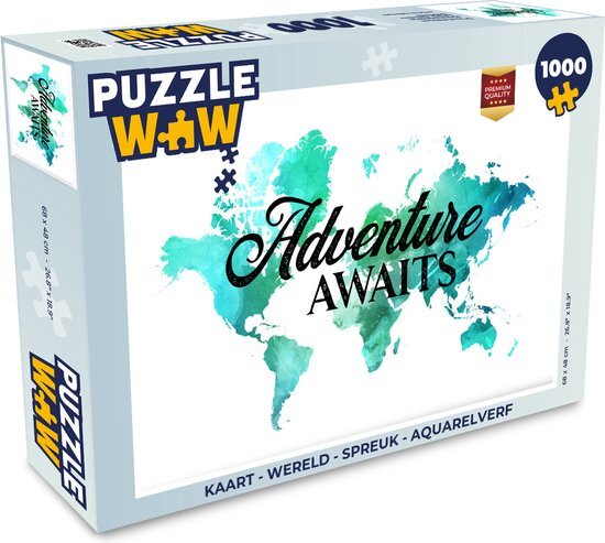 MuchoWow Puzzel Kaart - Wereld - Spreuk - Aquarelverf - Legpuzzel - Puzzel 1000 stukjes volwassenen