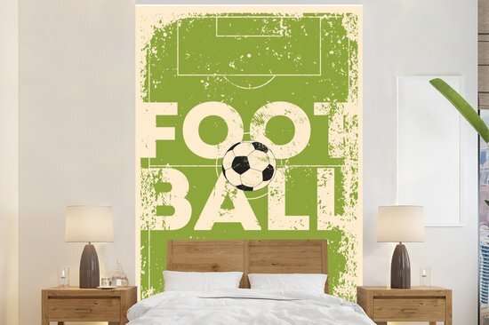 Nr1Wallpaper Fotobehang Vintage Voetbal - Vintage illustratie van voetbalveld met quote Football fotobehang vinyl breedte 195 cm x hoogte 300 cm - Foto print op vinyl behang (in 7 formaten beschikbaar) - slaapkamer/woonkamer/kantoor