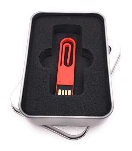 Onwomania Papieren clip clip paperclip rode div maten USB stick in alu gift box 32 GB USB 2.0
