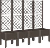 vidaXL Plantenbak met latwerk 160x40x142 cm polypropeen bruin