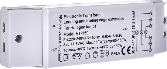 Transmedia Elektronische halogeentrafo 12 Volt - 150 Watt