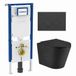 Geberit QeramiQ Dely Toiletset - 36.3x51.7cm - Geberit UP720 inbouwreservoir - rimless - diepspoel - zitting - softclose - bedieningsplaat mat antraciet - ronde knoppen - mat zwart