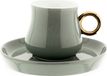 Mulex, set van 12 mokken cappuccino met schoteltjes, porselein. Cappuccinoset, 100 ml, gris/or