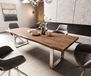 DELIFE Table à manger Edge acacia brun 260x100 XL acier inoxydable étroit Live-Edge