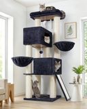 Grand arbre à chat avec maisons spacieuses et poteaux à griffer