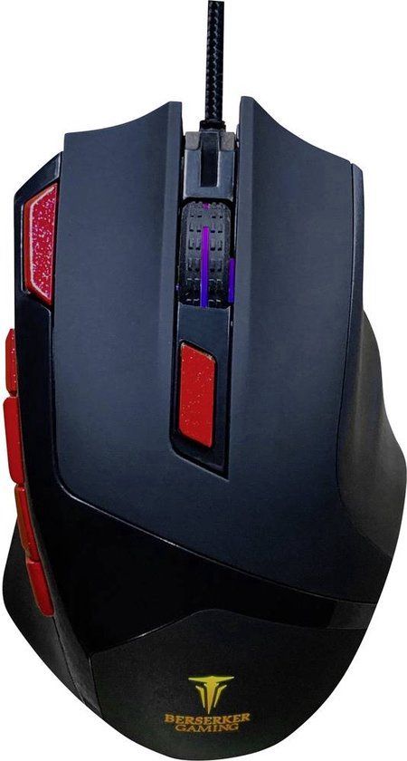 BERSERKER GAMING Berserker V1 Gaming-muis USB Optisch Zwart 9 Toetsen 800-6400 dpi RGB Verlicht
