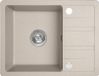 Laveo BADLAND Spoelbak, granietspoelbak, enkele spoelbak, model STELLA, 44x58 cm, beige, met korte afvoergoot. Inclusief sifon!