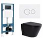 QeramiQ Dely Toiletset - inbouwreservoir Qeramiq Flush - 35mm zitting - kunststof glans witte bedieningsplaat - ronde knoppen - mat zwart