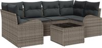 vidaXL Tuinbank Set 7-delig Poly Rattan Grijs