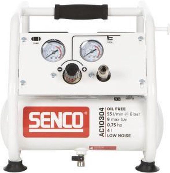 Senco AC10304 - Geluidsarme 9 bar compressor - 4L - Olievrij
