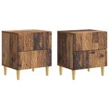 vidaXL - Nachtkastje - 2 - st - Oud - hout - 43 - x - 34,5 - x - 48 - cm - Bewerkt - hout