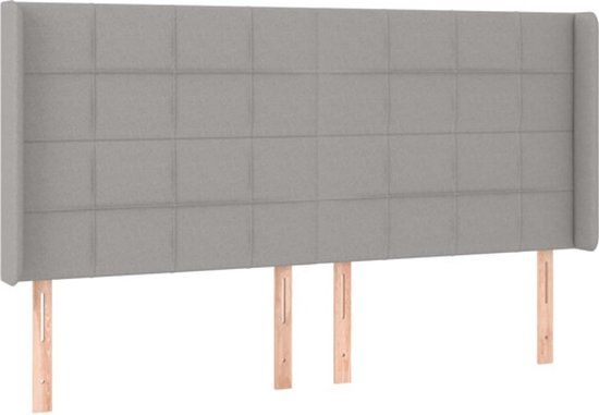 vidaXL Hoofdbord met randen 203x16x118/128 cm stof lichtgrijs