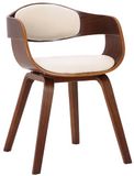 CLP Kingston Eetkamerstoel - Met armleuning - Hout - Kunstleer - walnoot/creme