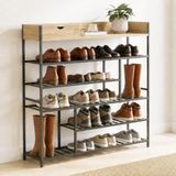 Dandibo Étagère à chaussures peu encombrante Métal Noir Moderne 6 étagères 100 cm avec plateau 96701