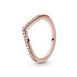 PANDORA Sparkling Wishbone Ring, 14 Karat Rosévergoldete Metalllegierung, Cubic Zirkonia, Timeless Collection, Größe 54