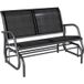 Fauteuil à bascule banc de jardin avec mécanisme oscillant, capacité 200 kg, dimensions 120x70x85 cm, couleur noire