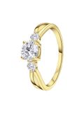 Lucardi Dames Goldplated ring met zirkonia - Ring - Cadeau - Echt Zilver - Goudkleurig