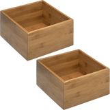 5five Set van 2x stuks sieraden/make-up houder/box - 18 x 18 x 9,5 cm - bamboe hout - organizer