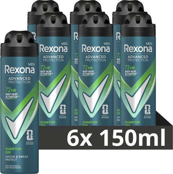 Rexona Men Quantum Dry Anti-Transpirant Deodorant Spray - 6 x 150ml