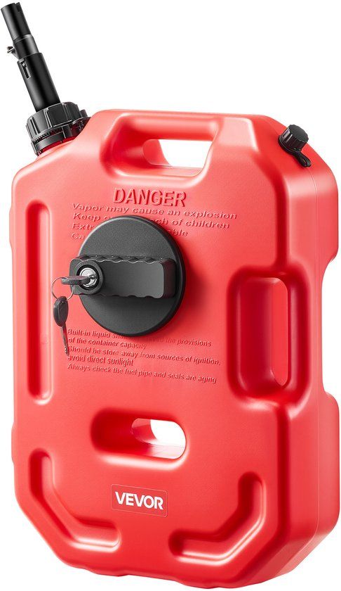 VEVOR Brandstofjerrycan 10 L, Benzinejerrycan met Schenktuit en Afsluitbare Houder, Rood