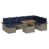 vidaXL Tuin Sofa Set 9 st grijs en marineblauw